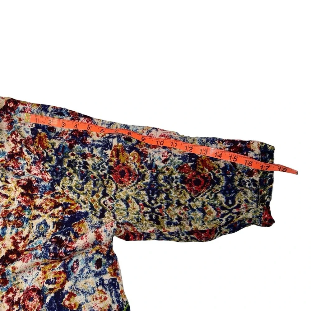 Serengeti 3X Blouse Roll‎ Tab Sleeve Retro Abstract Artsy Print Business Office - Picture 7 of 9